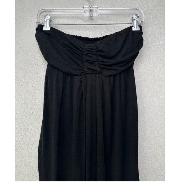 Bordeaux Black Strapless Linen Maxi Dress Ruched Bust Women’s S - Picture 2 of 12